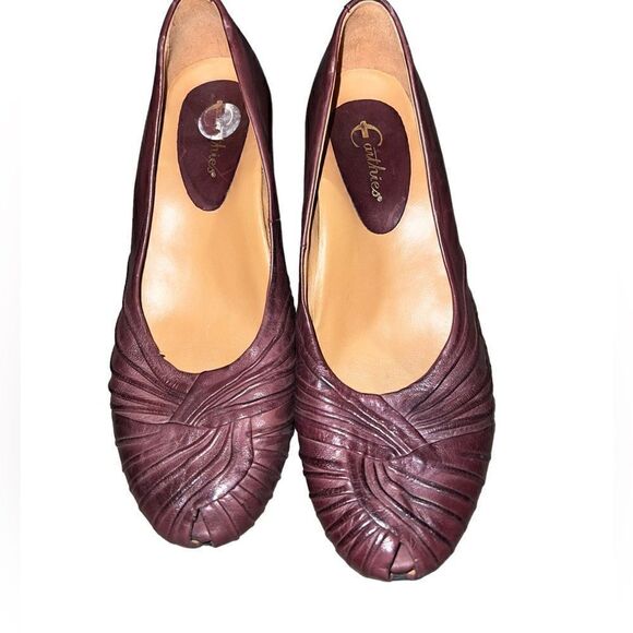 Earthies Raynia Bitter Wine leather peep toe pumps size 9.5 - Picture 2 of 9